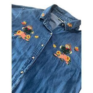 🍂 Vintage Cabin Creek Embroidered Fall Denim Shirt